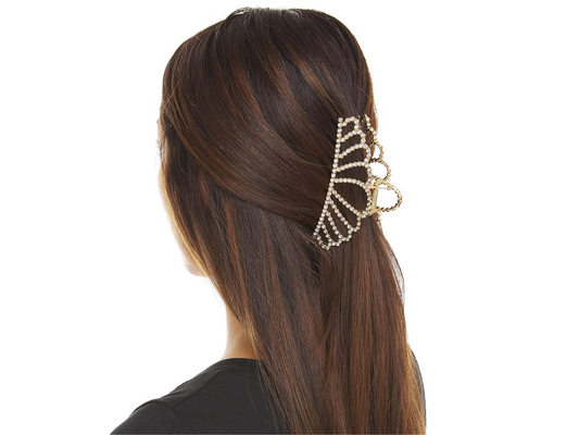 Allure Rhinestone Gold Crown Large Hair Clip