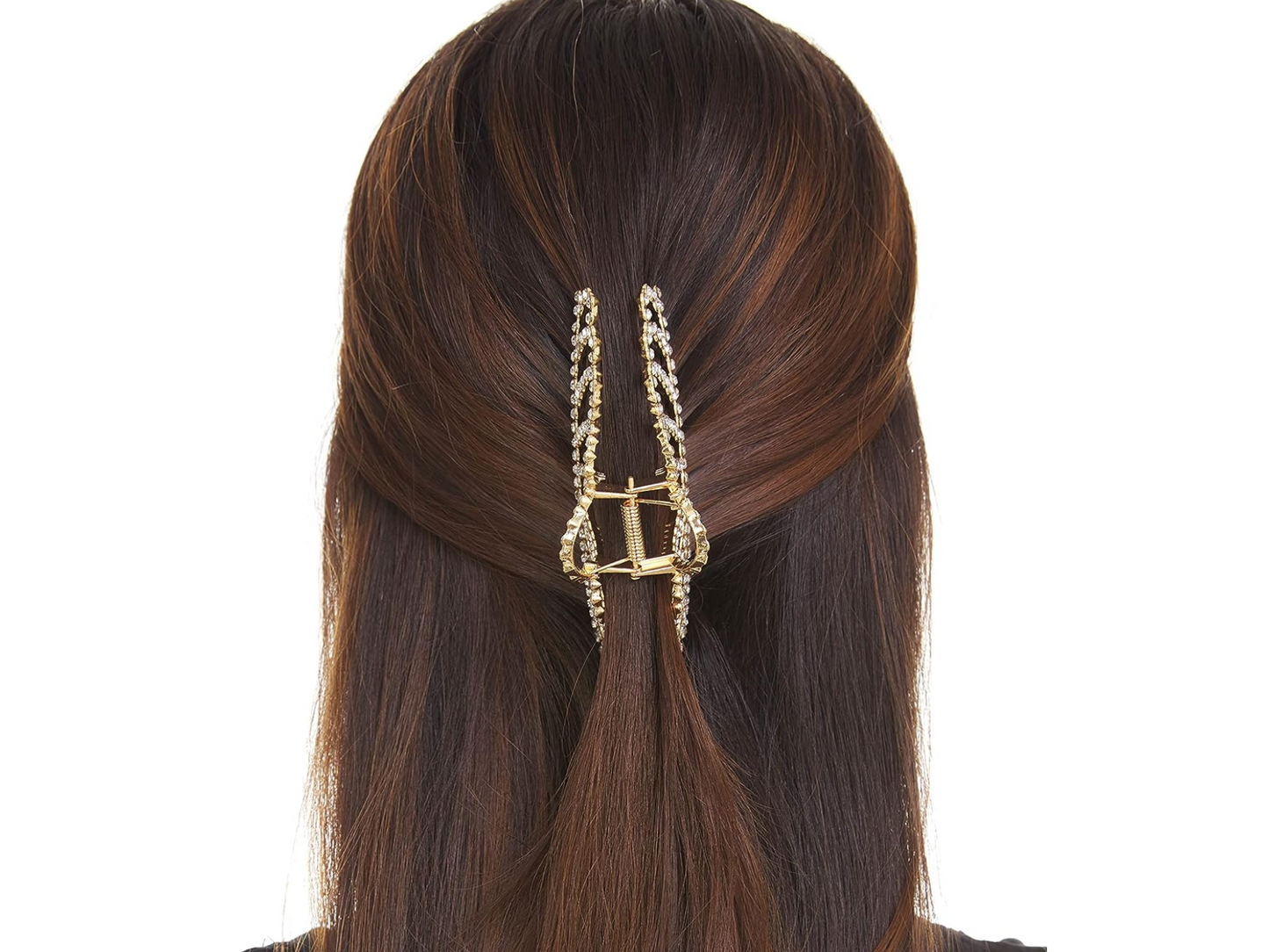 Allure Rhinestone Gold Crown Large Hair Clip