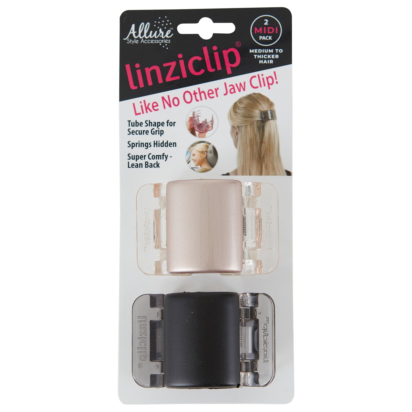 Linziclip Midi 2 Pack - Black & Rose Gold Matte