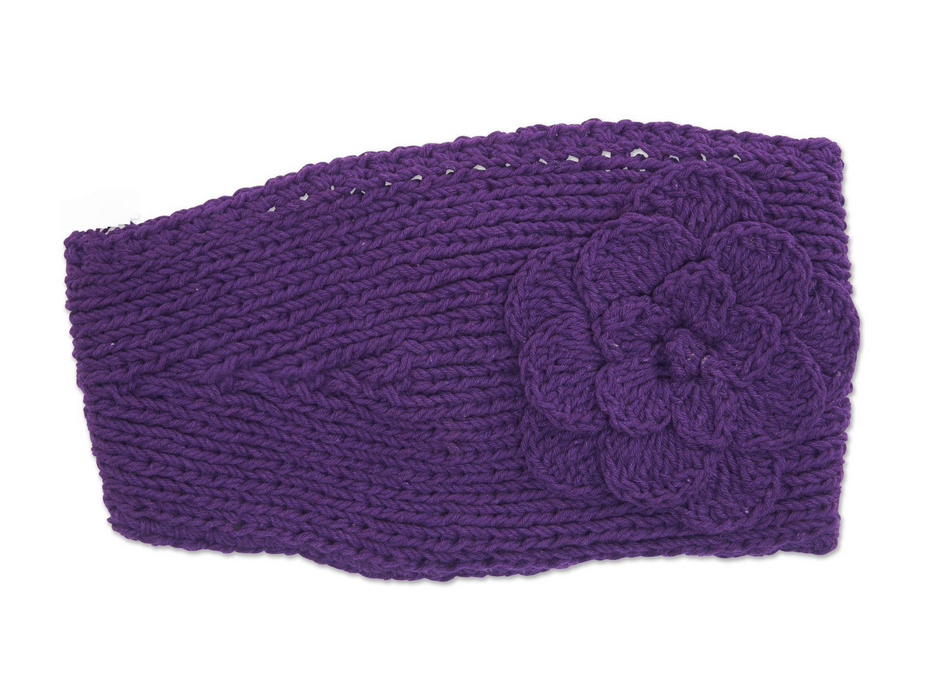 Crochet Wide Headband with Flower