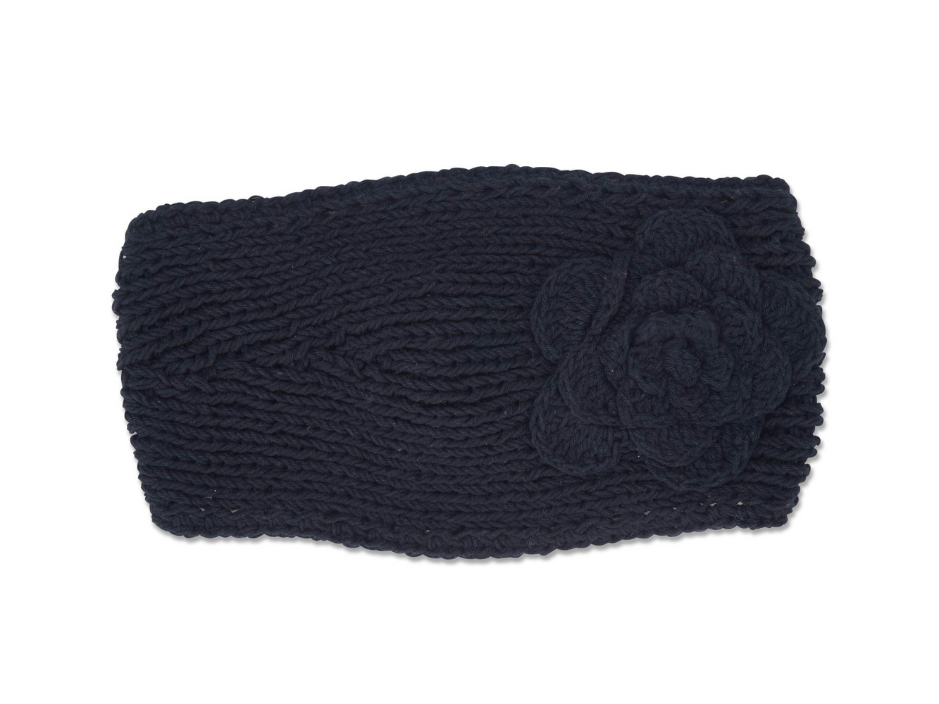 Crochet Wide Headband with Flower