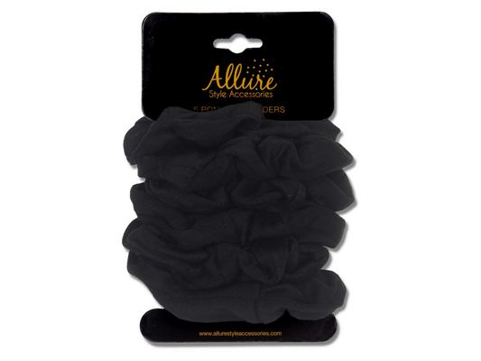 Allure Cotton Scrunchies, Set-of-6, Black