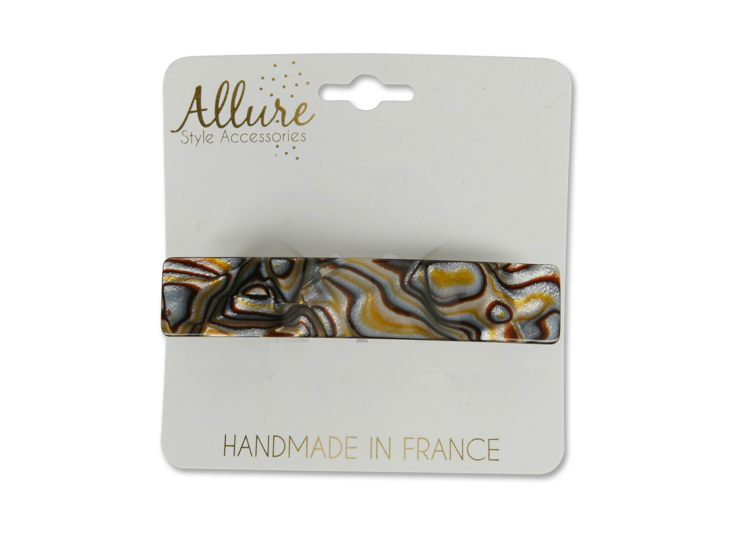 Allure Handmade in France Rectangular Barrette, Onyx