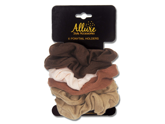 Allure Cotton Scrunchies, Set of 6, Browns