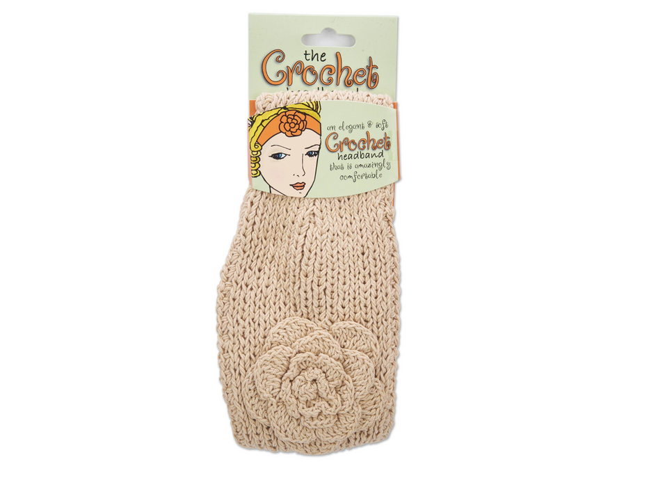 Crochet Wide Headband with Flower