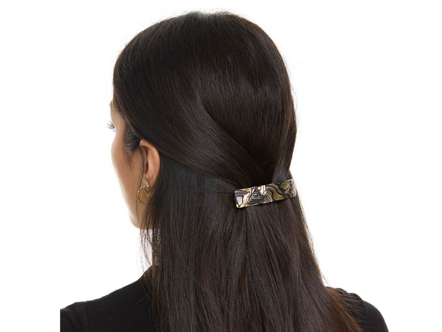 Allure Handmade in France Rectangular Barrette, Onyx