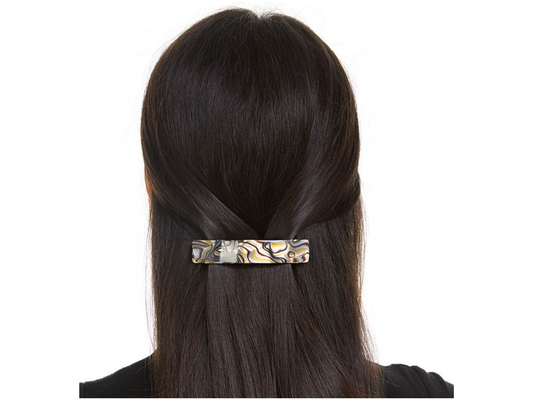 Allure Handmade in France Rectangular Barrette, Onyx