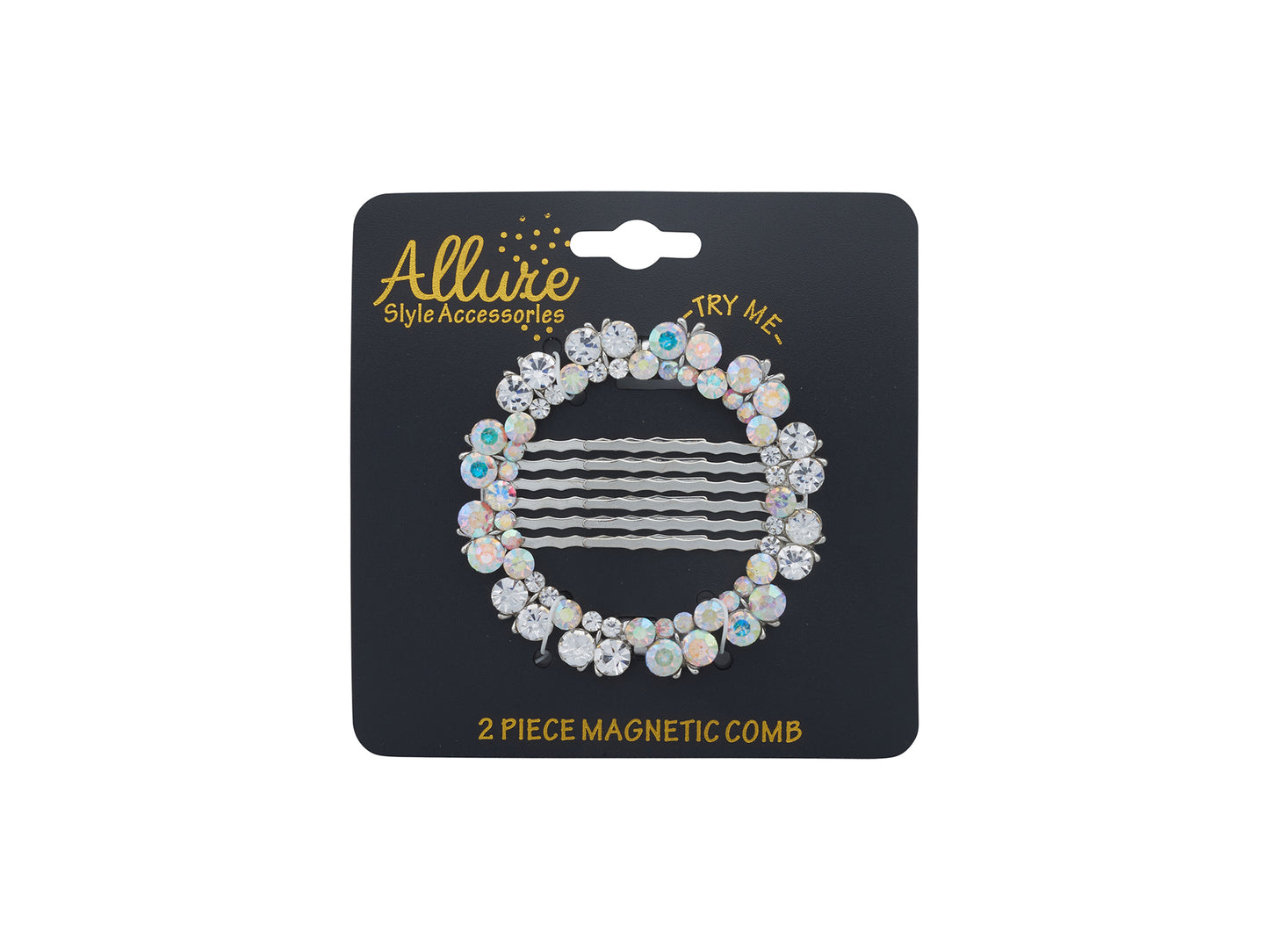 Allure Rhinestone Magnetic Bun Comb, 2 Piece