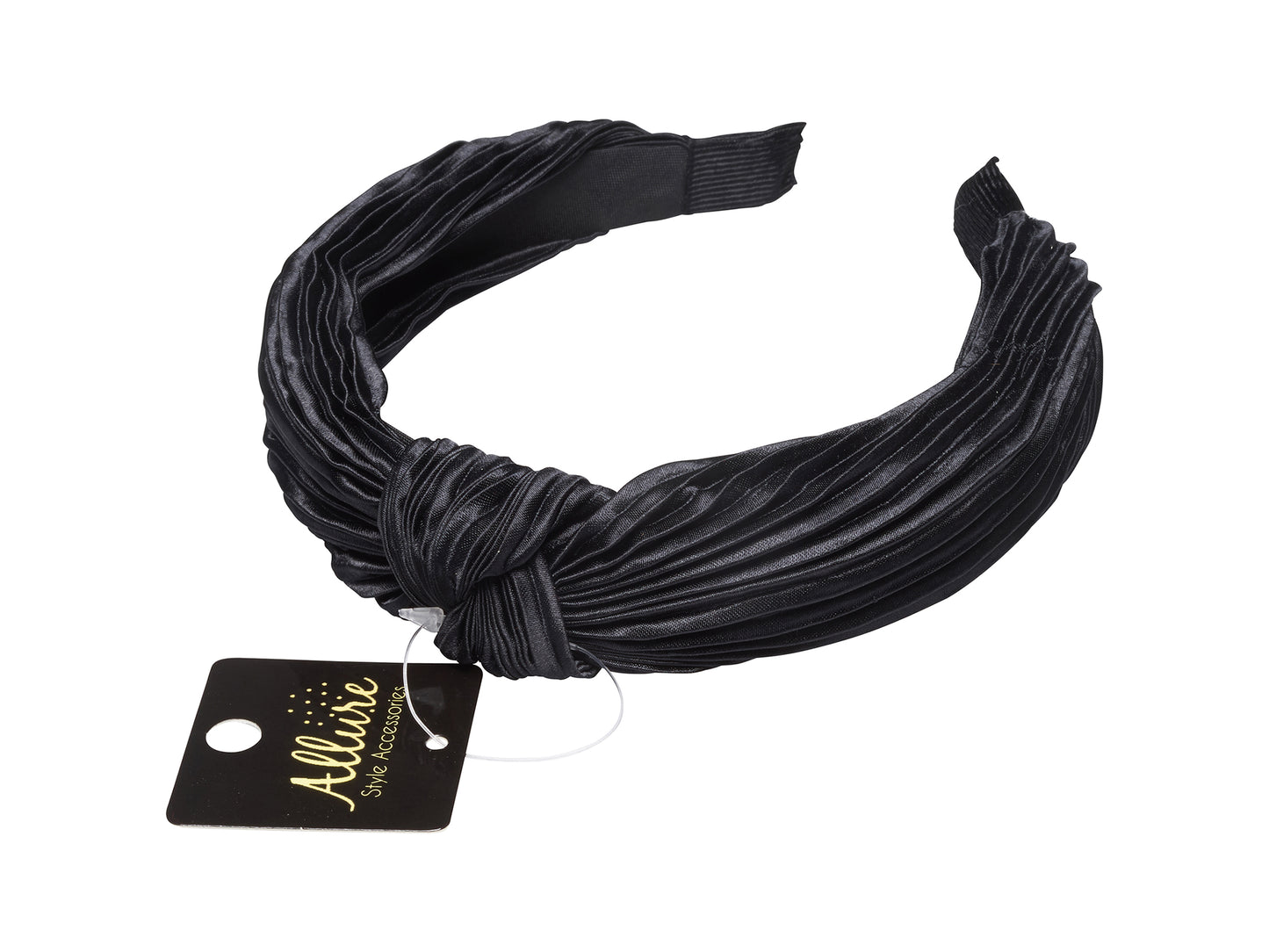 Allure Pleated Knot Black Headband