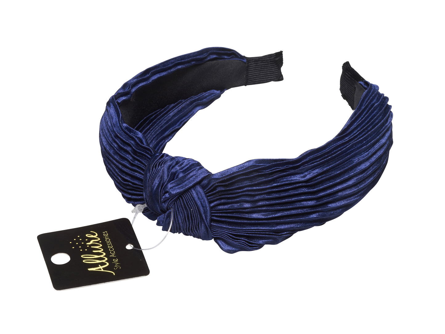 Allure Pleated Knot Navy Headband