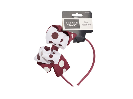French Toast Bow Headband, Polka Dot