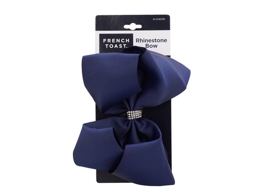 French Toast Jumbo Barrette Bow w/Rhinestone Center
