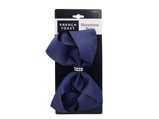 French Toast Rhinestone Center Bow Barrette