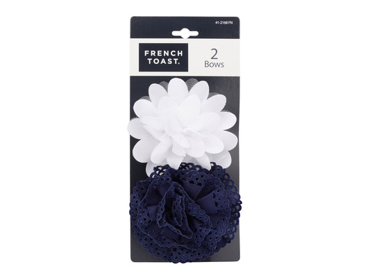 French Toast Bow Chiffon Flower & Eyelet, 2 Pack