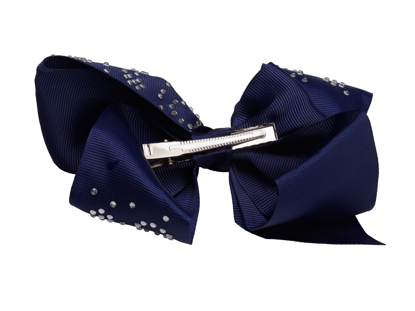 French Toast Jumbo Bow Barrette w/Rhinestone Clusters