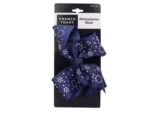 French Toast Jumbo Bow Barrette w/Rhinestone Clusters