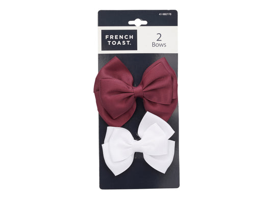 French Toast Two Layer Bow Barrettes, 2 Pack