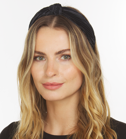Allure Pleated Knot Navy Headband
