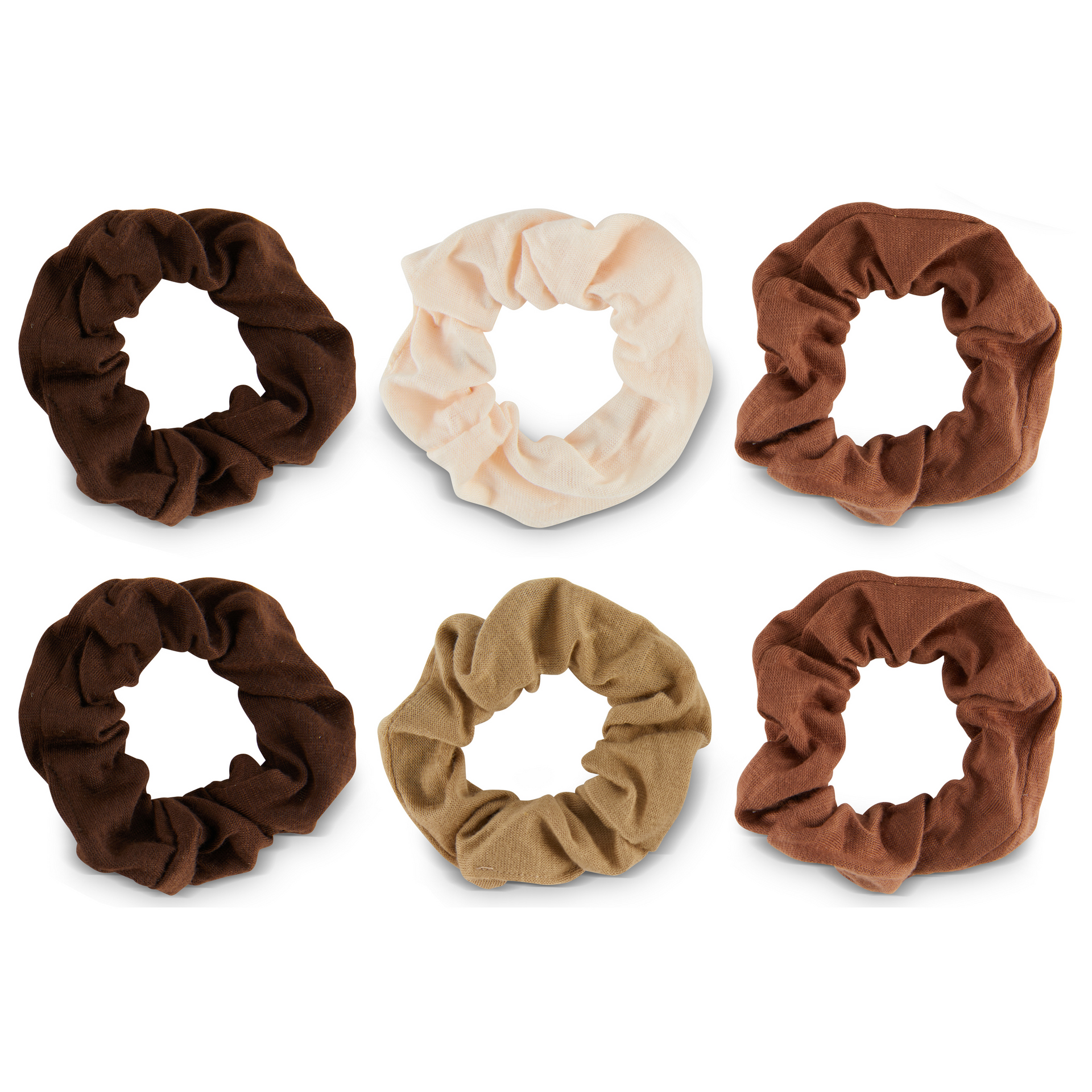 Allure Cotton Scrunchies, Set of 6, Browns
