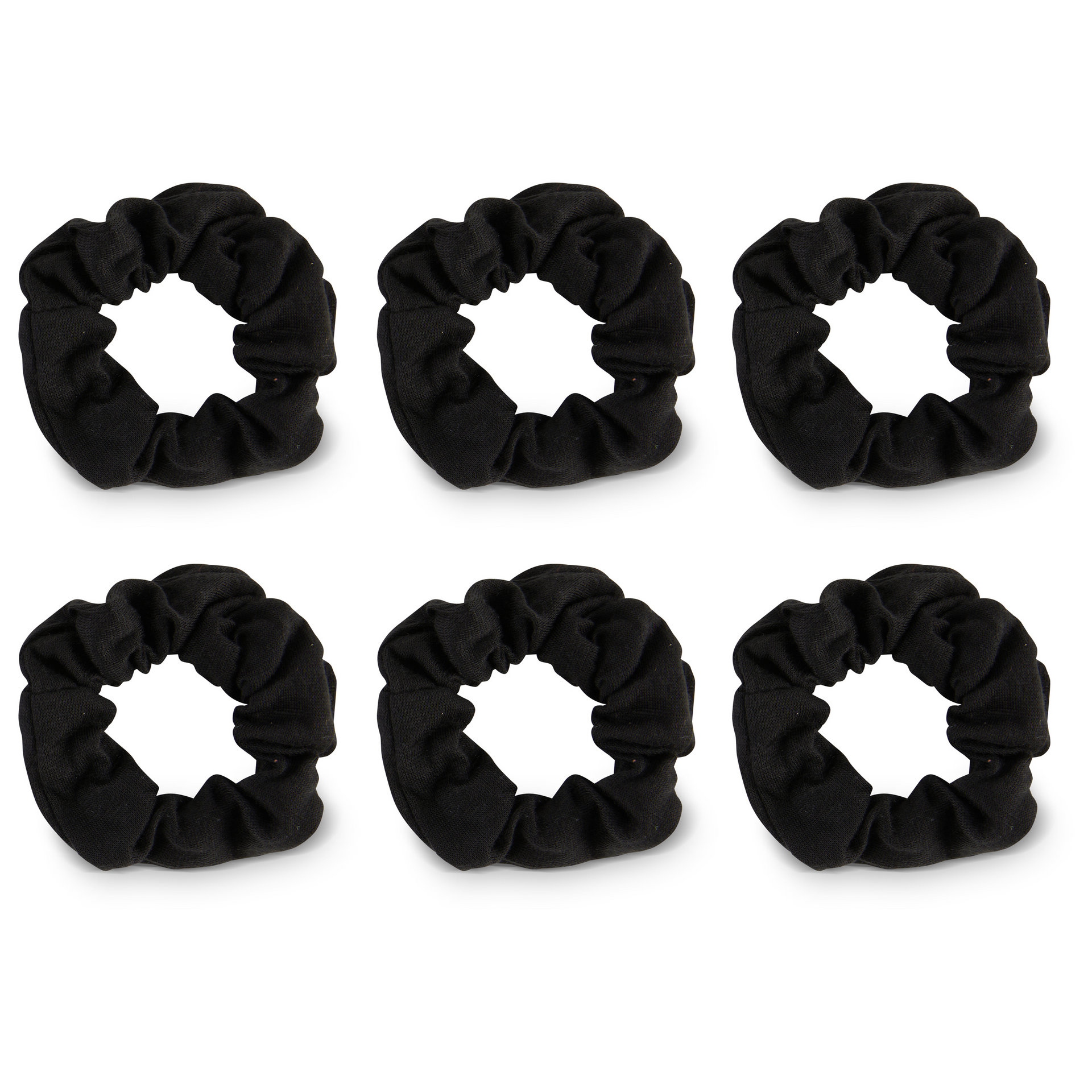Allure Cotton Scrunchies, Set-of-6, Black
