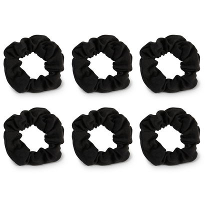 Allure Cotton Scrunchies, 6-Pack, Black