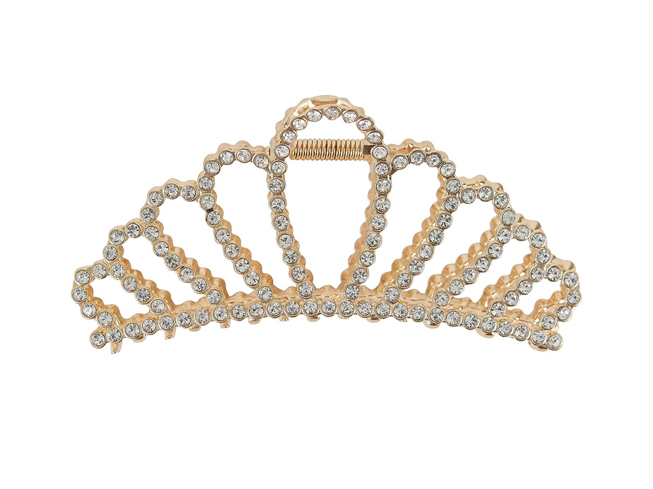 Allure Rhinestone Gold Crown Large Hair Clip
