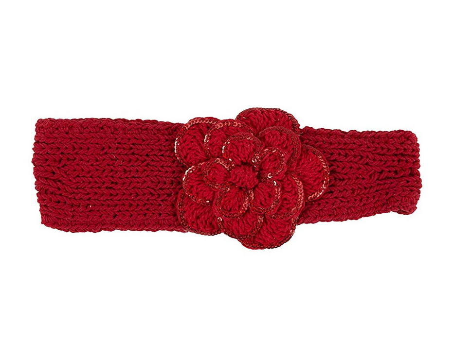 Crochet Headband with Sequined Flower