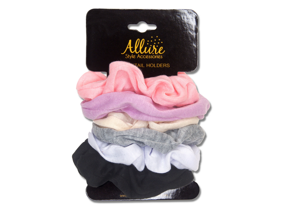 Allure Cotton Scrunchies, 6-Pack, Pastels