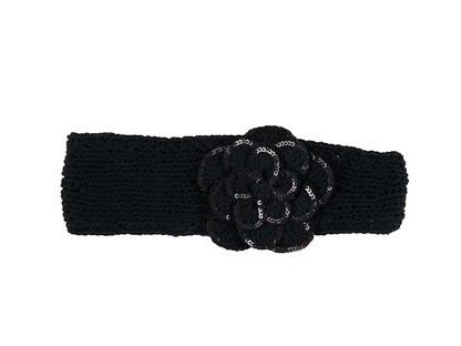 Crochet Headband with Sequined Flower