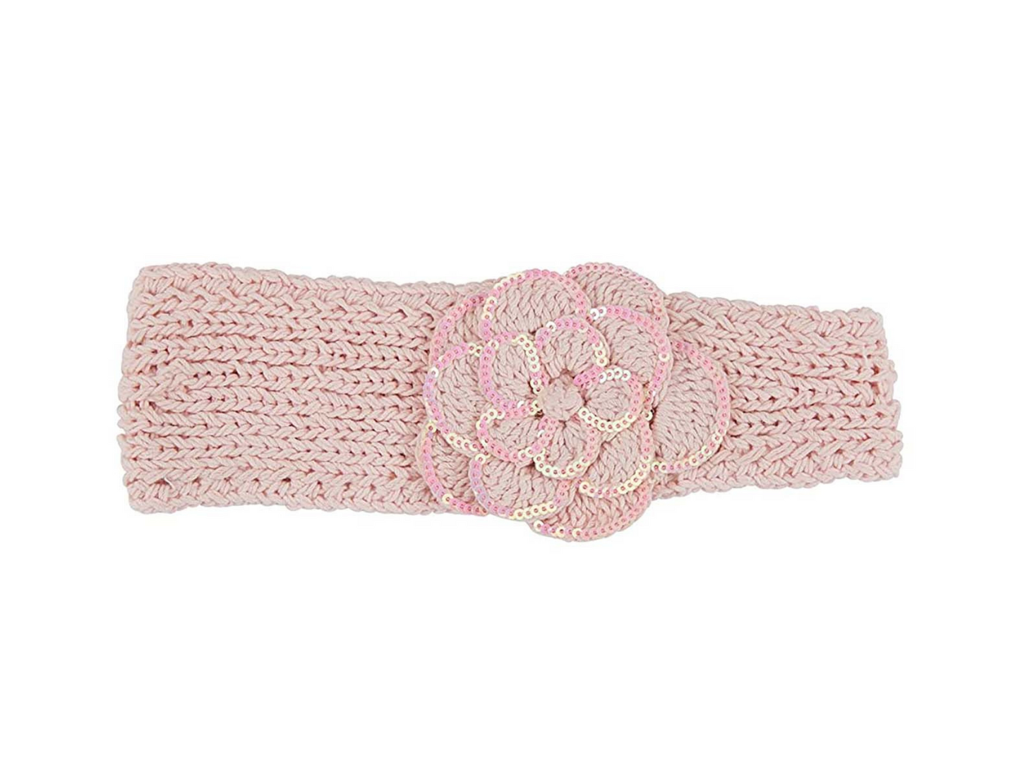 Crochet Headband with Sequined Flower