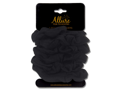 Allure Cotton Scrunchies, 6-Pack, Black