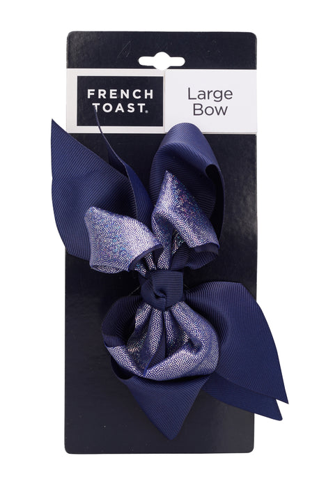 French Toast Large Bow Barrette Silver