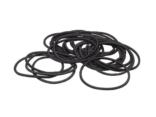 Allure Metal Free Black Ponytail Holders, Thin, Set of 24, 12-Pack