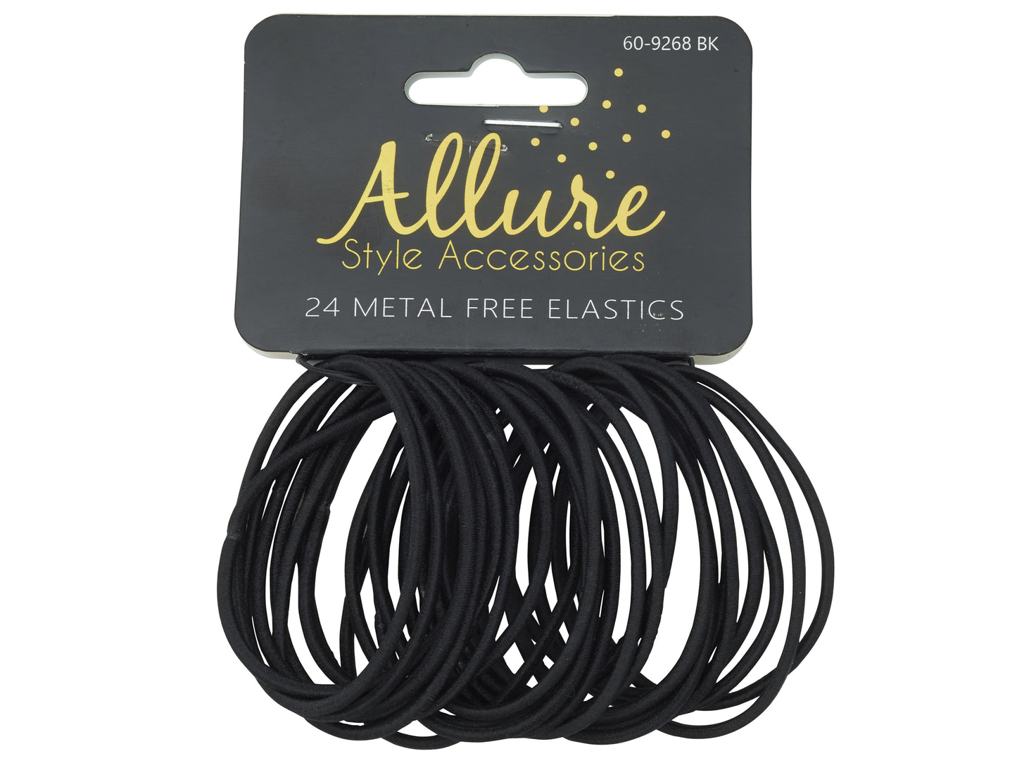 Allure Metal Free Black Ponytail Holders, Thin