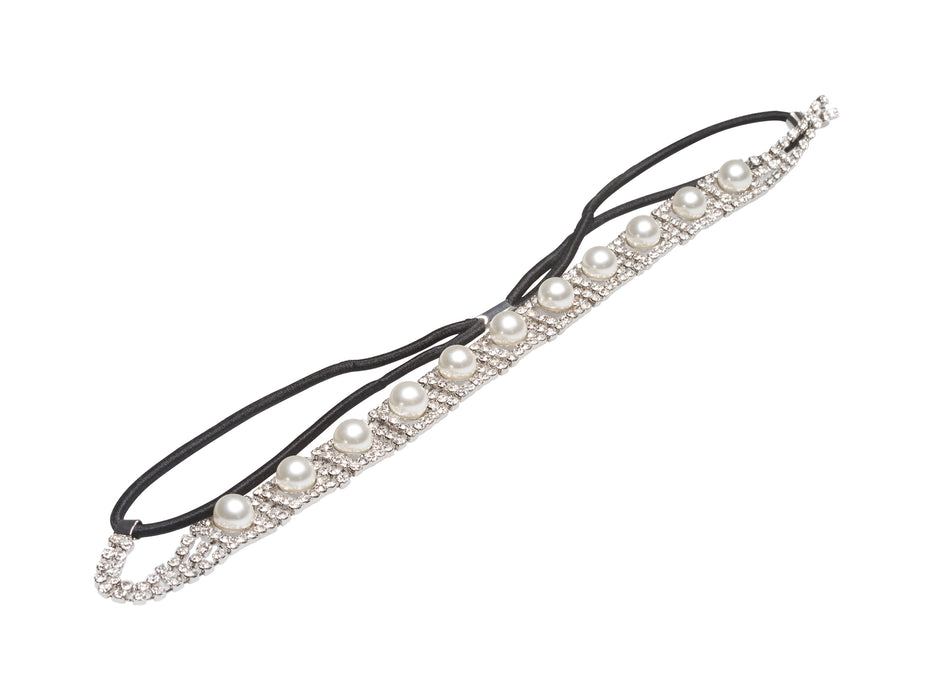 Allure Rhinestone & Faux Pearl Stretch Headband