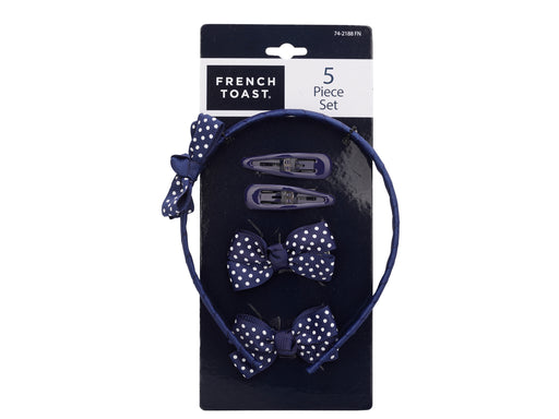 French Toast Headband, Bow & Snap Clip Set, 5 Pack