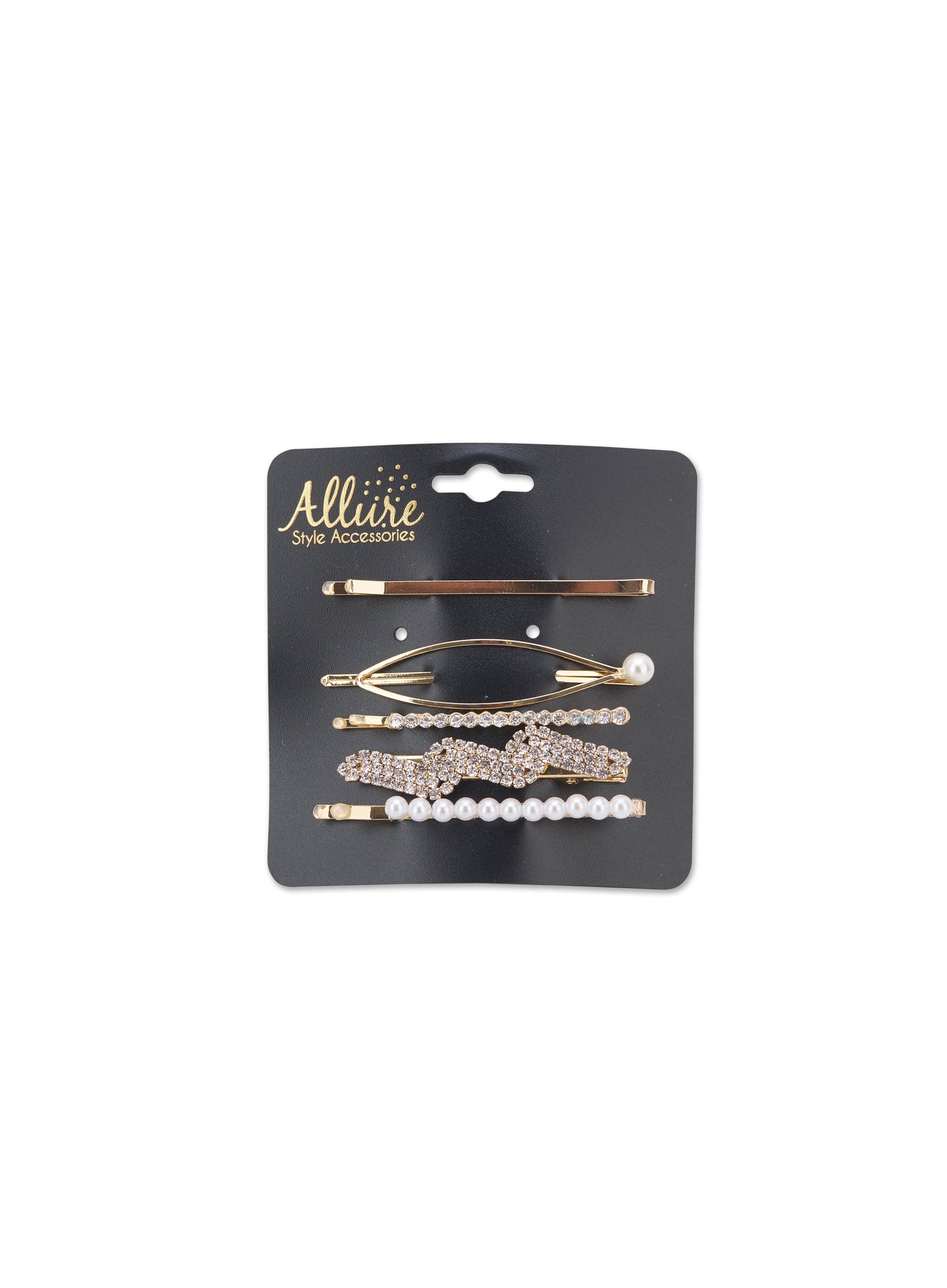 Allure Rhinestone & Pearl Pins & Clip, 5 Pack