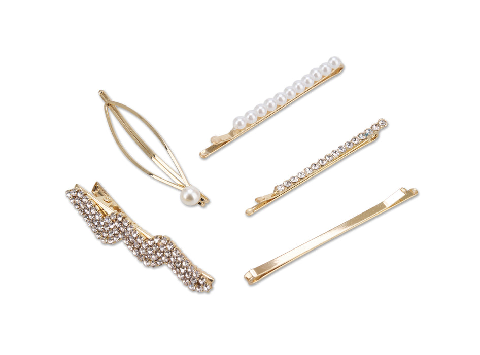 Allure Rhinestone & Pearl Pins & Clip, 5 Pack